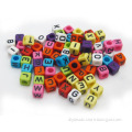 Bead mix, acrylic, alphabet letter, 7x7mm cube
